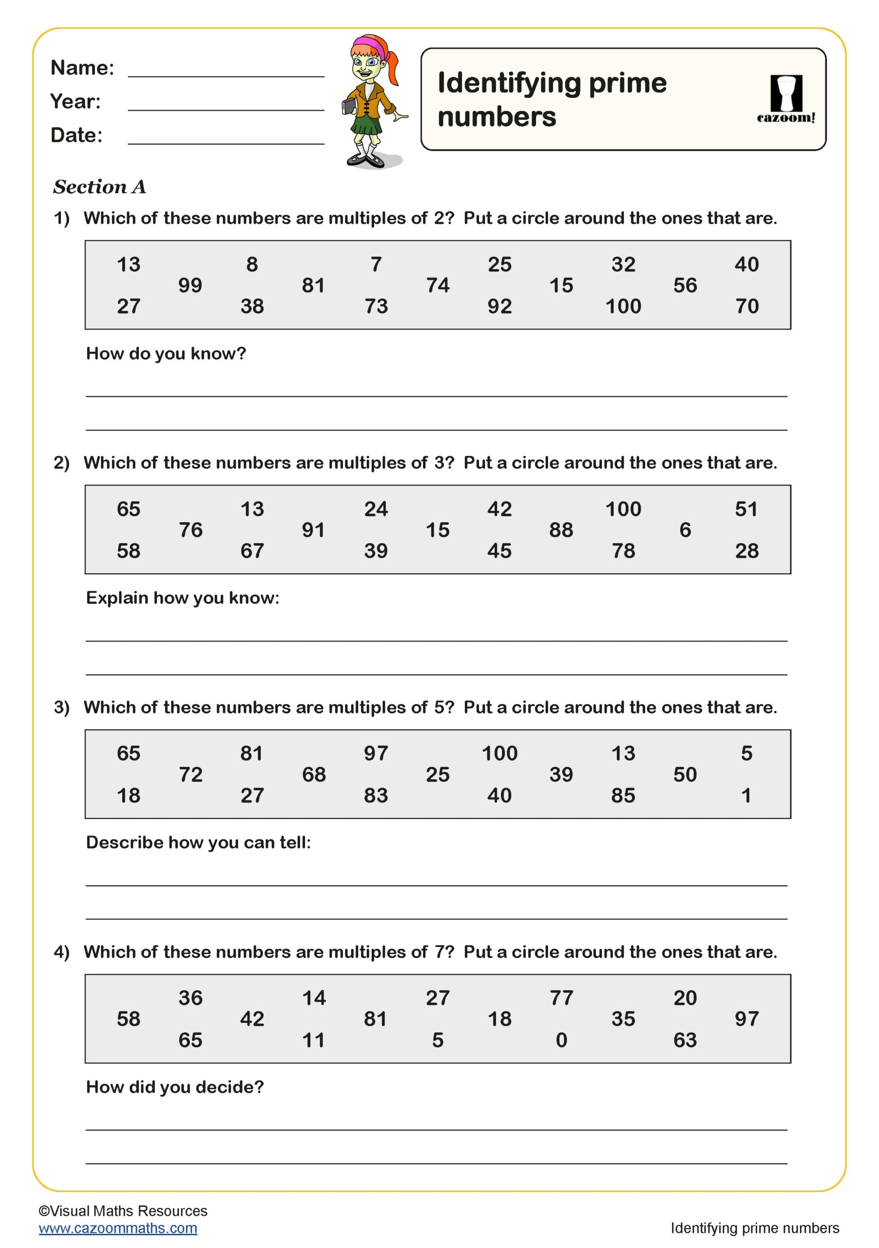 Identifying Prime Numbers Worksheet Key Stage 2 PDF Number Worksheets Identifying Prime Numbers Worksheet Key Stage 2 PDF Number Worksheets