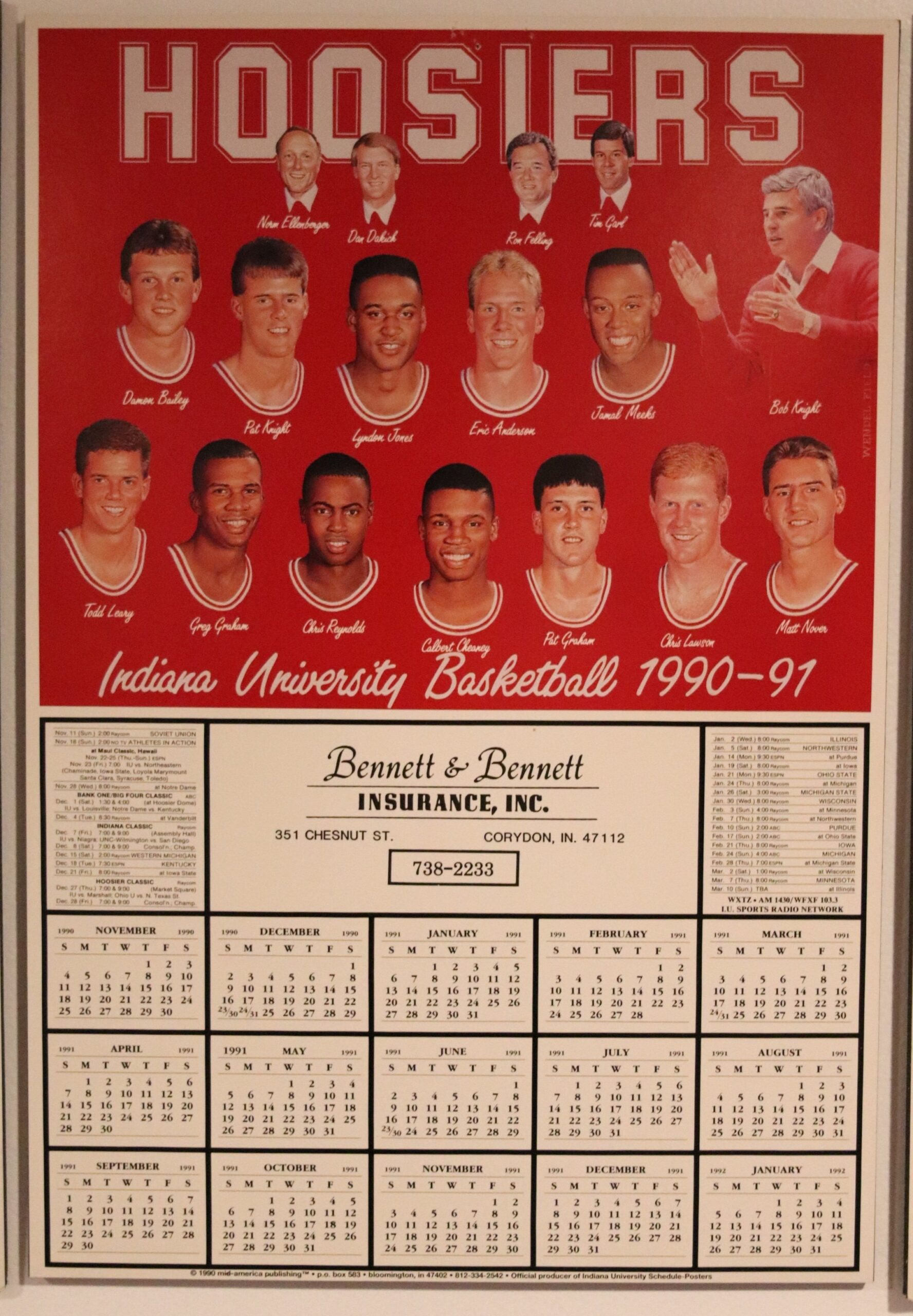 Indiana Hoosiers Basketball Annual Schedule Calendar Posters The General s Assembly Indiana University Hoosiers Basketball Memorabilia