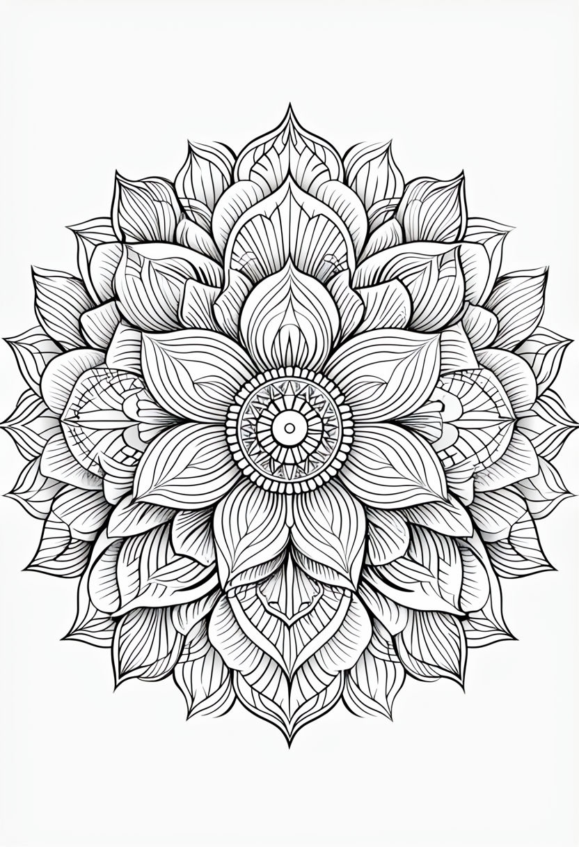 Intricate Black And White Orchid Mandala Coloring Book Page Playground