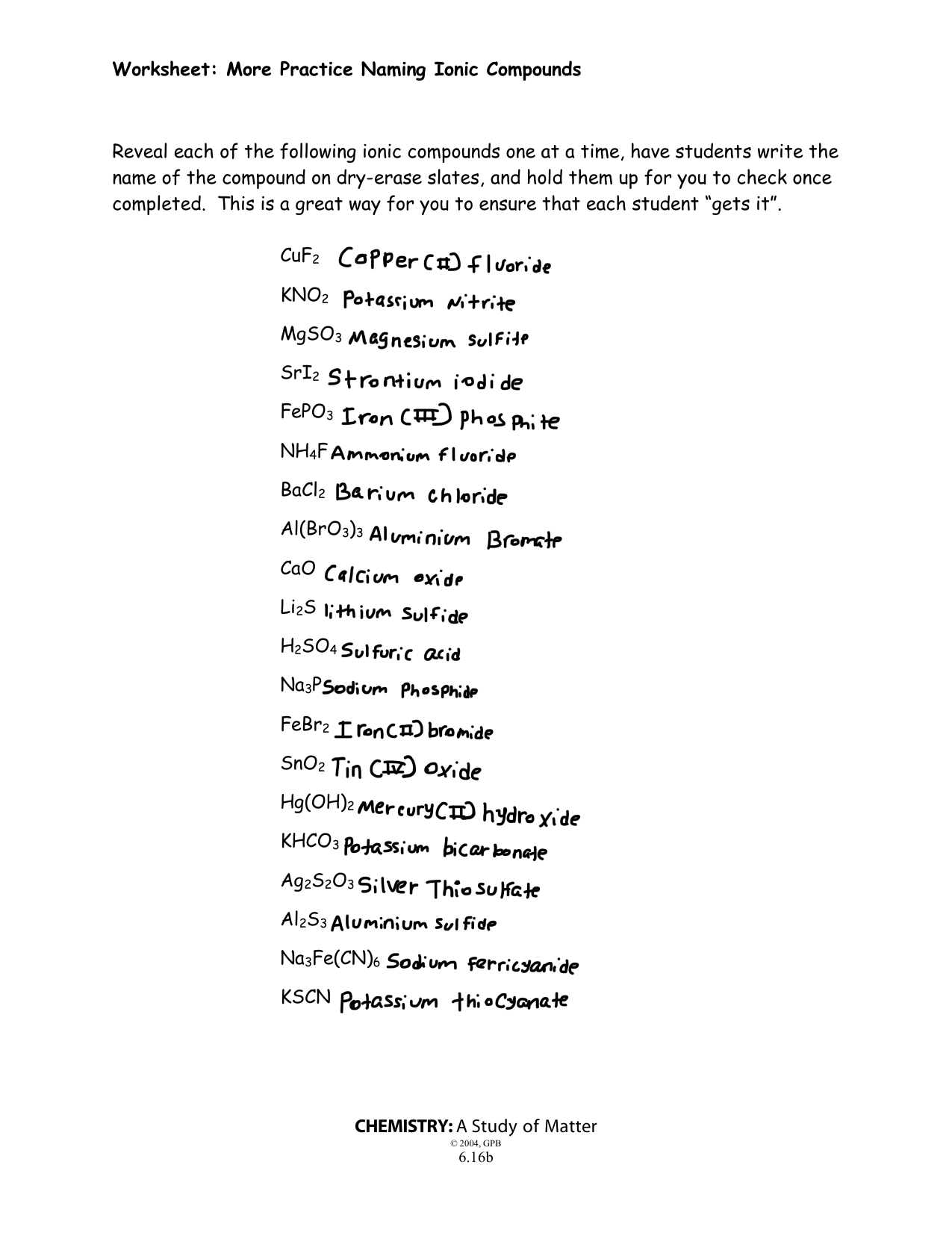 Ionic Compound Naming Practice Worksheet Ionic Compound Naming Practice Worksheet