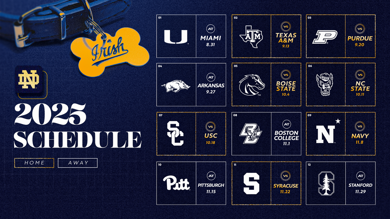Irish Announce 2025 Football Schedule