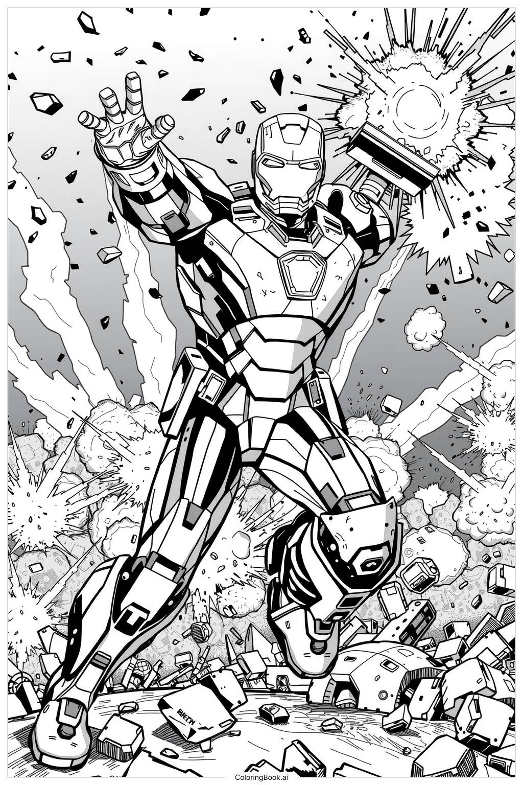 Iron Man Standing Heroically Coloring Page Free PDF PNG Printable  Iron Man Standing Heroically Coloring Page Free PDF PNG Printable