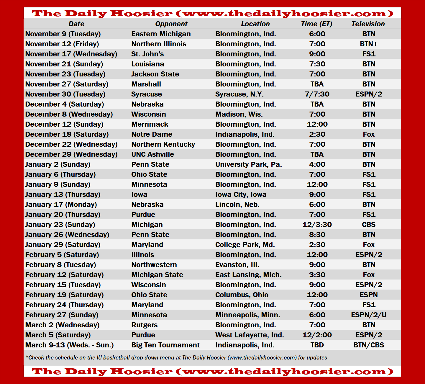 IU Basketball 2021 22 Printable Schedule V3 The Daily Hoosier