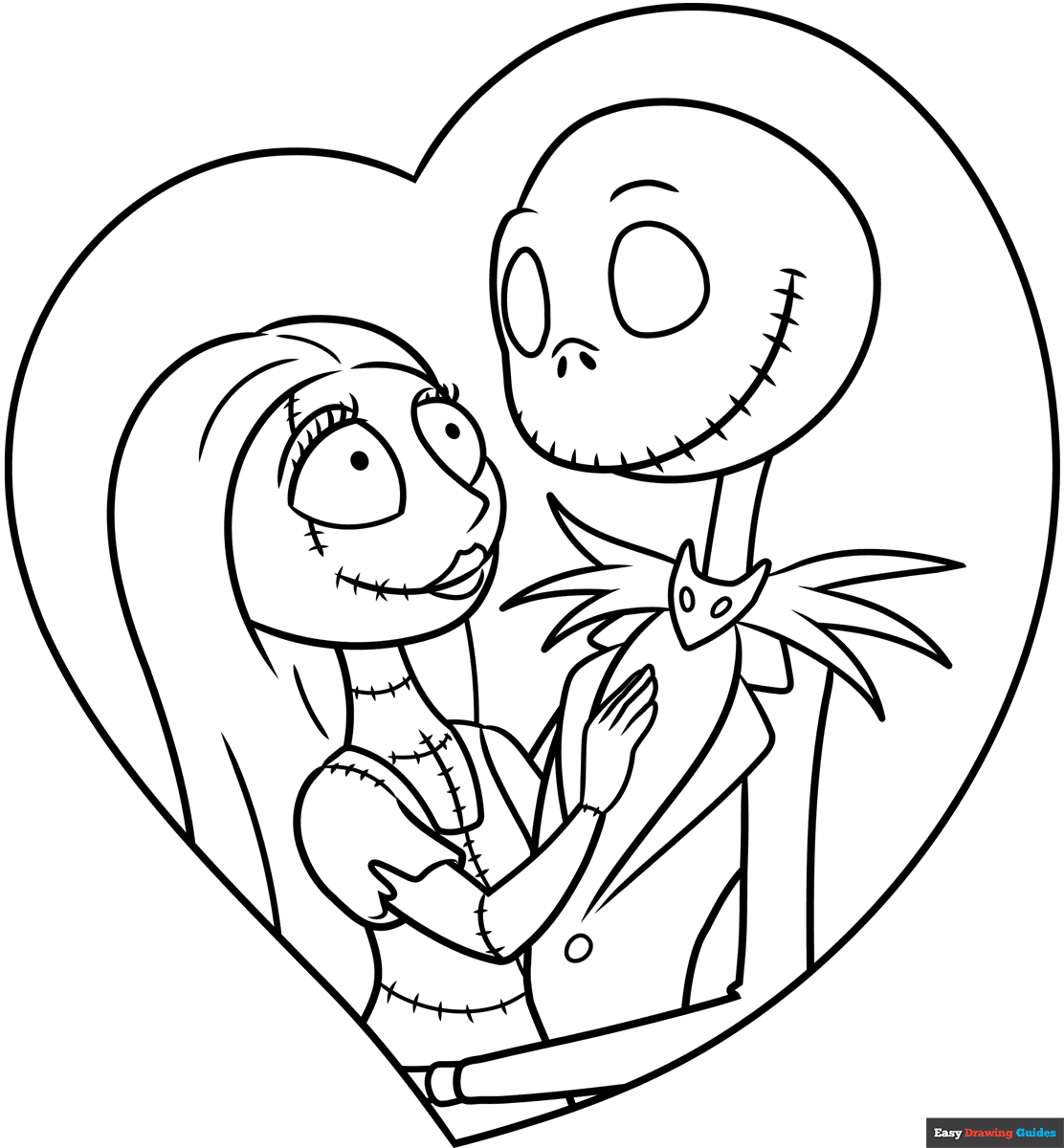 Jack And Sally From Nightmare Before Christmas Coloring Page Easy Drawing Guides Jack And Sally From Nightmare Before Christmas Coloring Page Easy Drawing Guides