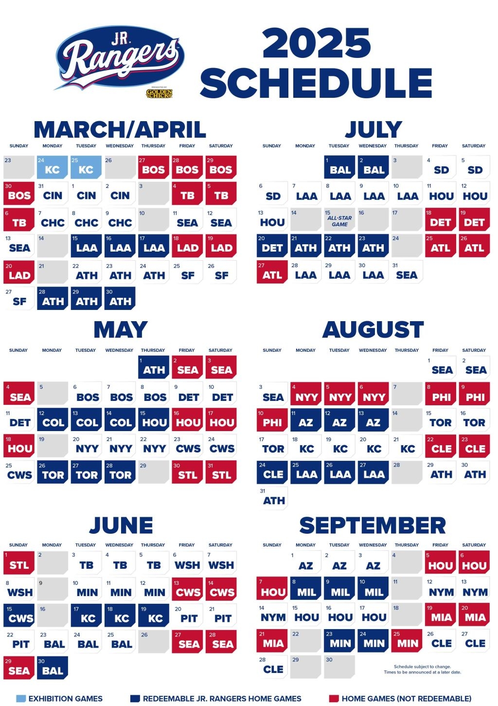 Jr Rangers Schedule Texas Rangers Jr Rangers Schedule Texas Rangers