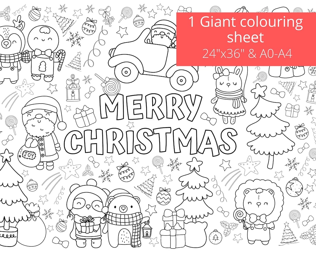 Kid Giant Christmas Coloring Page Christmas Colouring Sheet Merry Christmas Coloring Page Printable Instant Download A0 A4 24 x36 Etsy