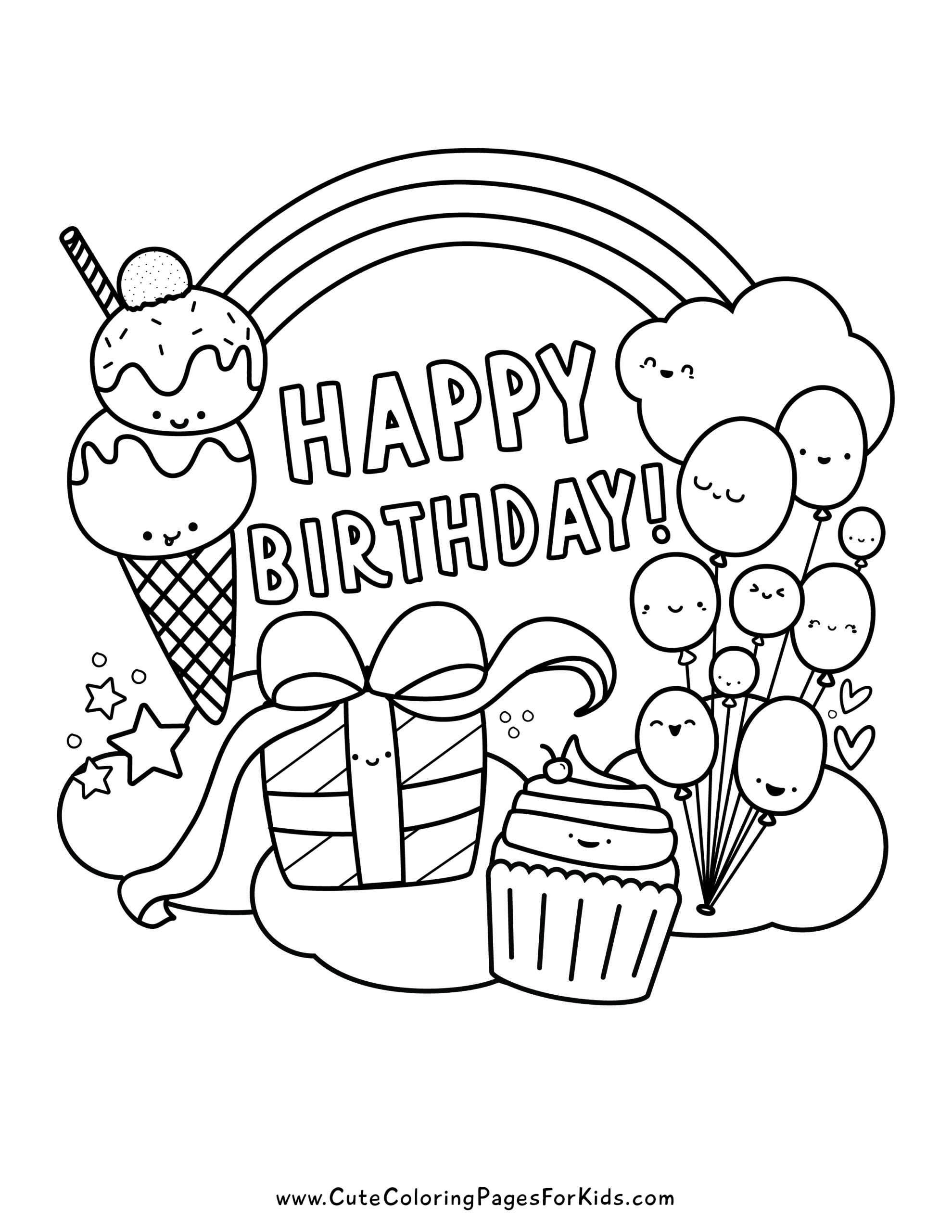 happy birthday coloring page
