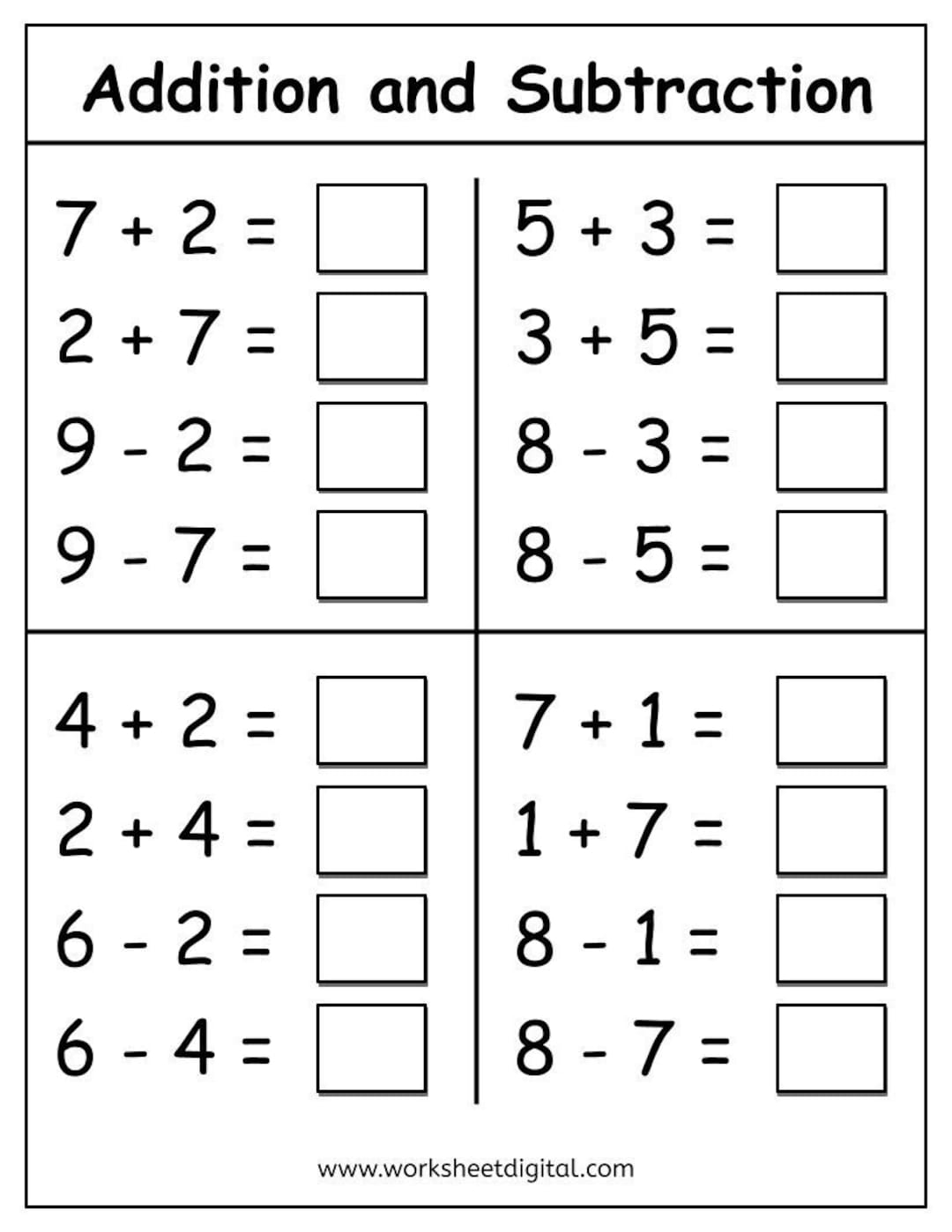 Kindergarten Addition Worksheets Grade 1 Math Worksheets Number Fact Family Addition Printable Adding Numbers Mathematics Worksheet Etsy Sweden