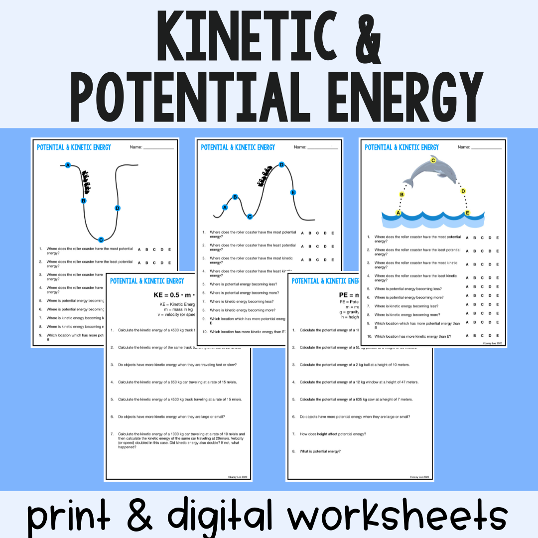 potential and kinetic energy worksheet