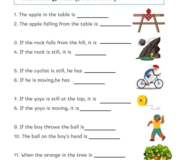 Kinetic And Potential Energy Worksheets