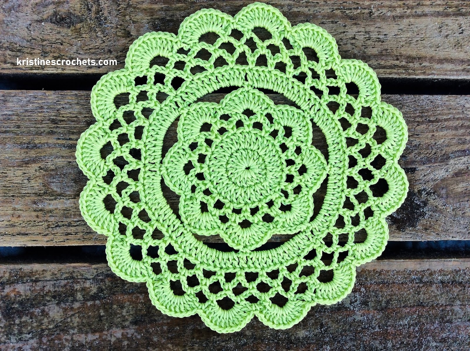 KristinesCrochets Easy Rustic Flower Doily Free Crochet Pattern KristinesCrochets Easy Rustic Flower Doily Free Crochet Pattern