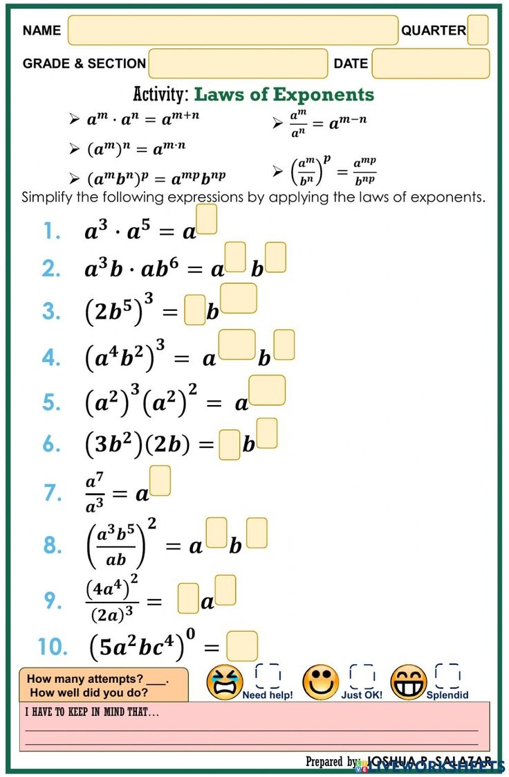 Laws Of Exponents Exercise For 7 Laws Of Exponents Exercise For 7