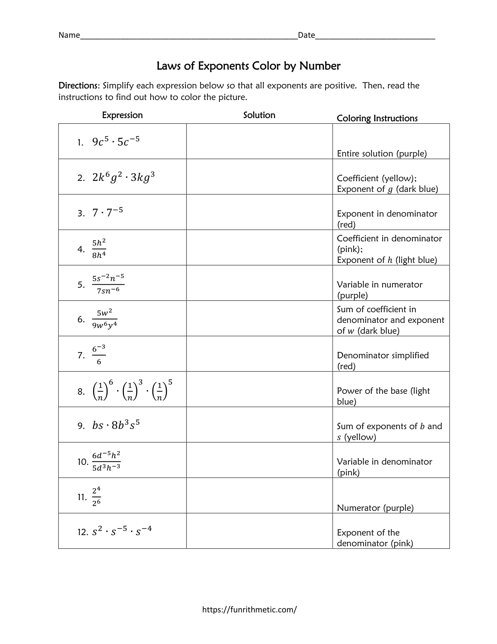 Laws Of Exponents Worksheet Funrithmetic Laws Of Exponents Worksheet Funrithmetic