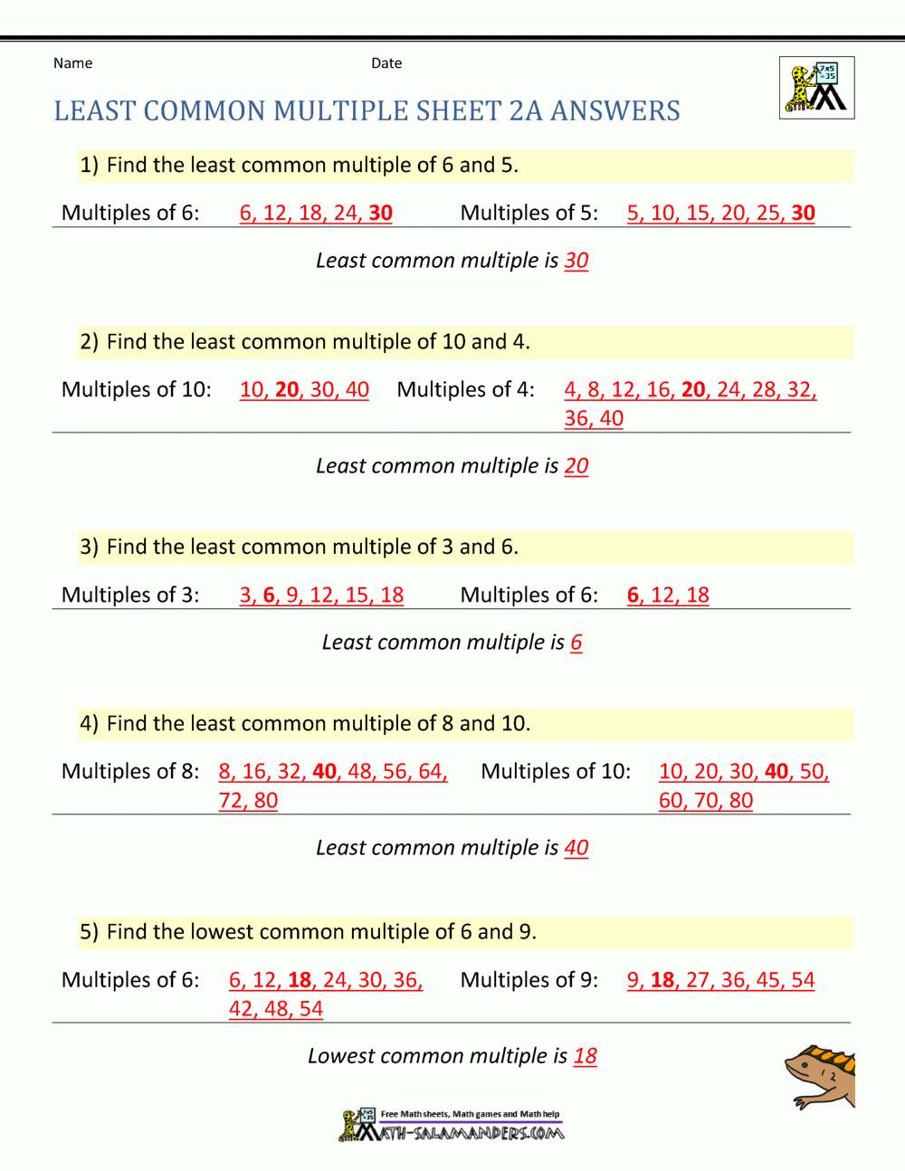 Least Common Multiple Worksheets Page Worksheets Library Least Common Multiple Worksheets Page Worksheets Library