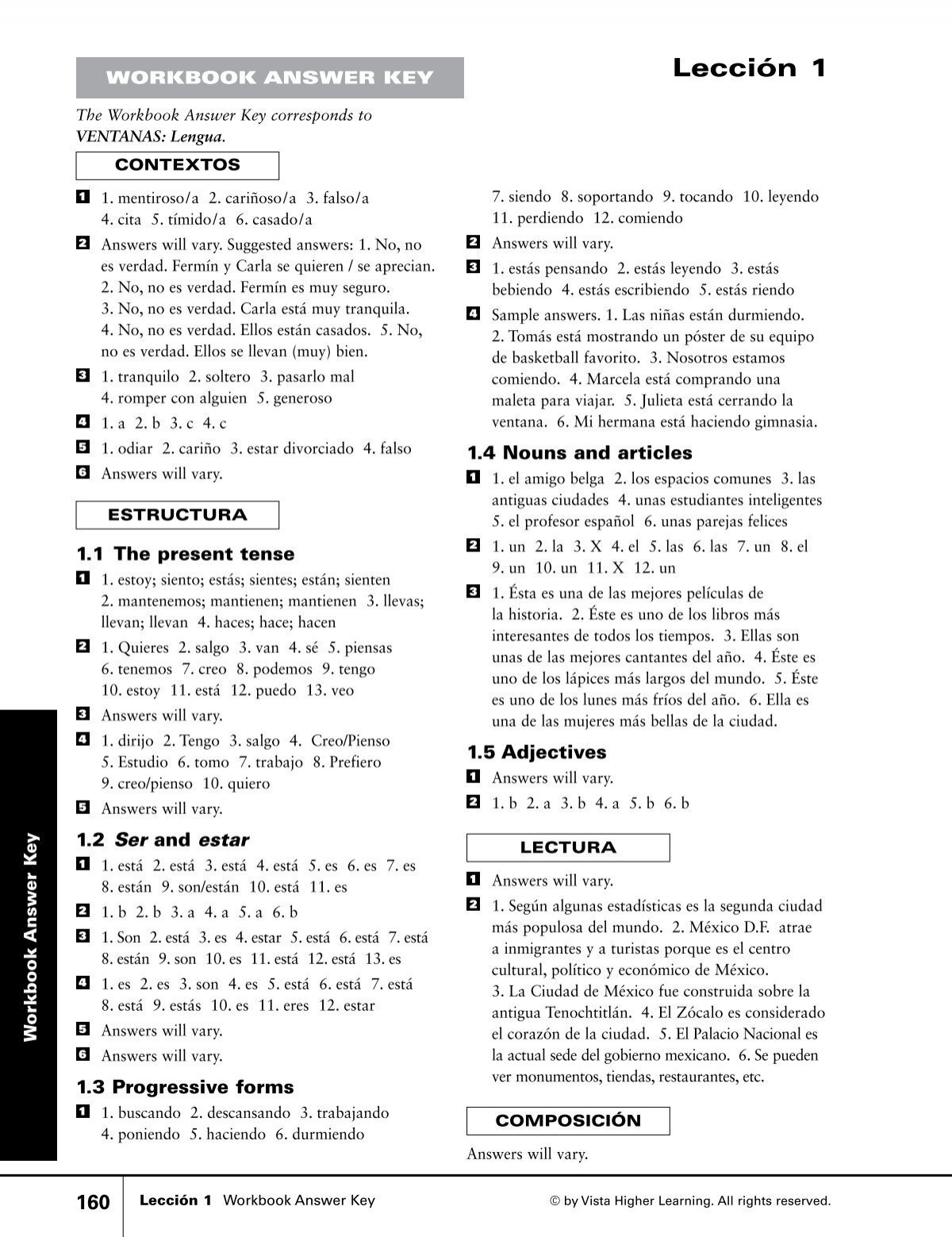estructura spanish worksheet answers