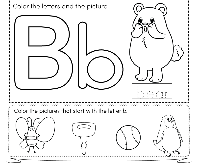 Letter B Coloring Worksheet Free Printable Digital PDF