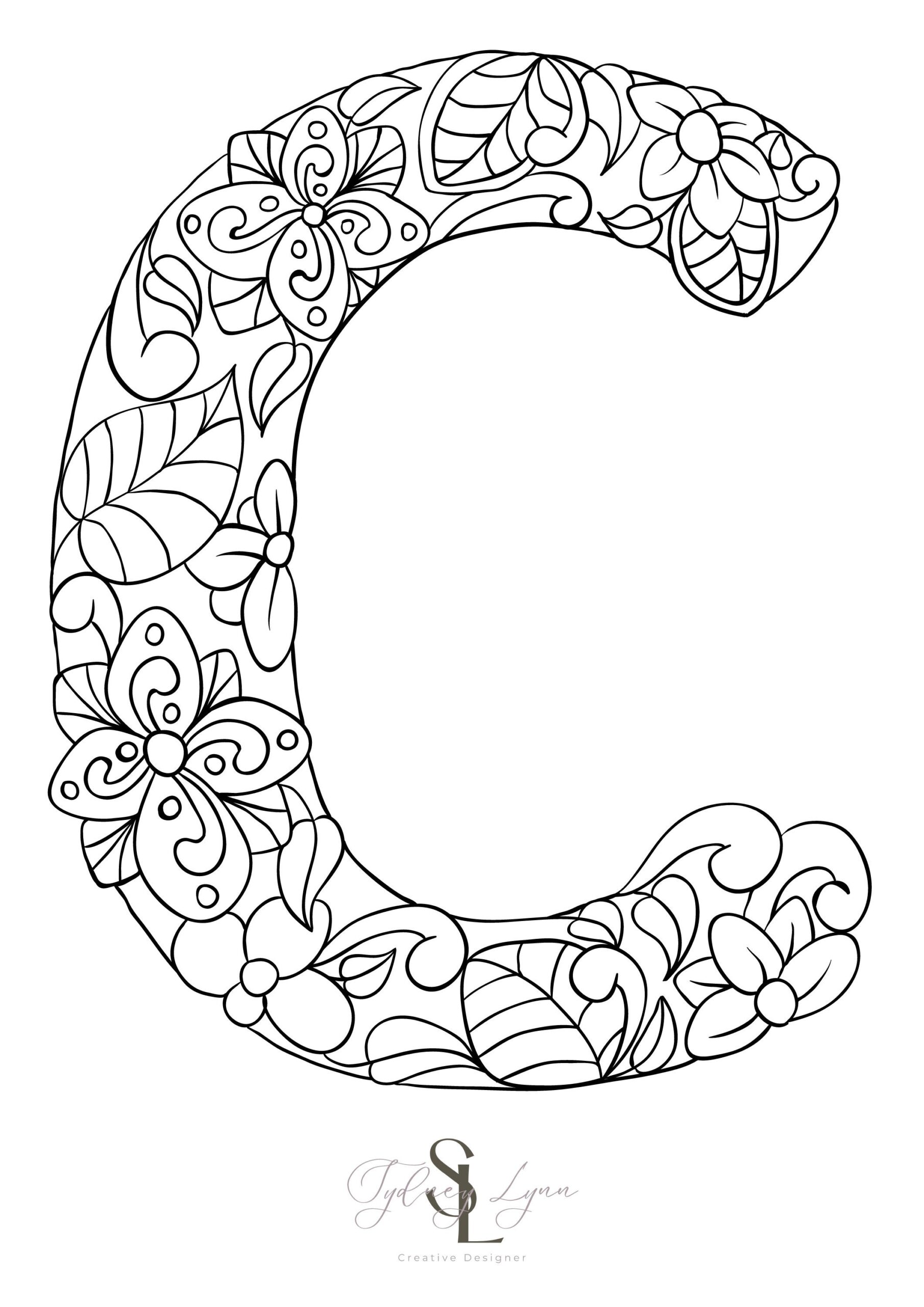 Letter c Coloring Sheet Adult Kids Anxiety Etsy Letter c Coloring Sheet Adult Kids Anxiety Etsy