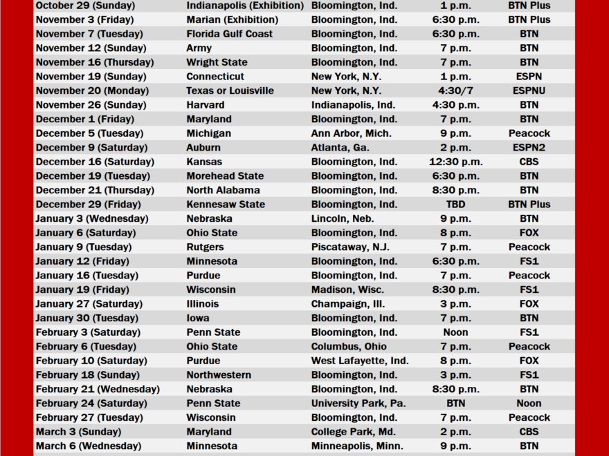 Look Printable Edition Of The 2023 24 IU Basketball Schedule The Daily Hoosier