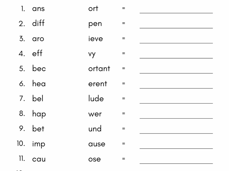 Match Complete The Words Worksheet For Grade 4 Kidpid