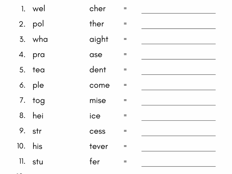 Match Complete The Words Worksheet For Grade 5 Kidpid