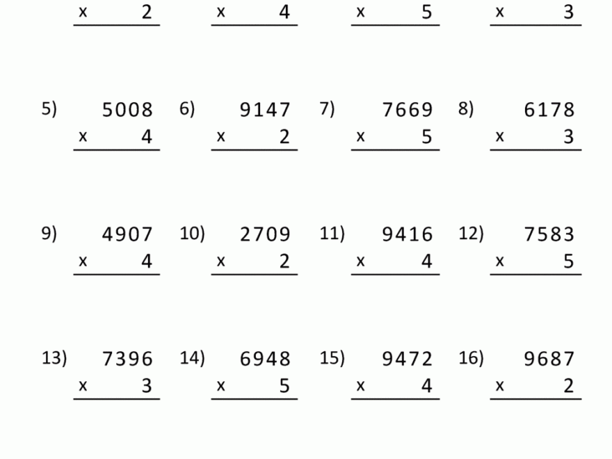 Math Multiplication Worksheets 4th Grade