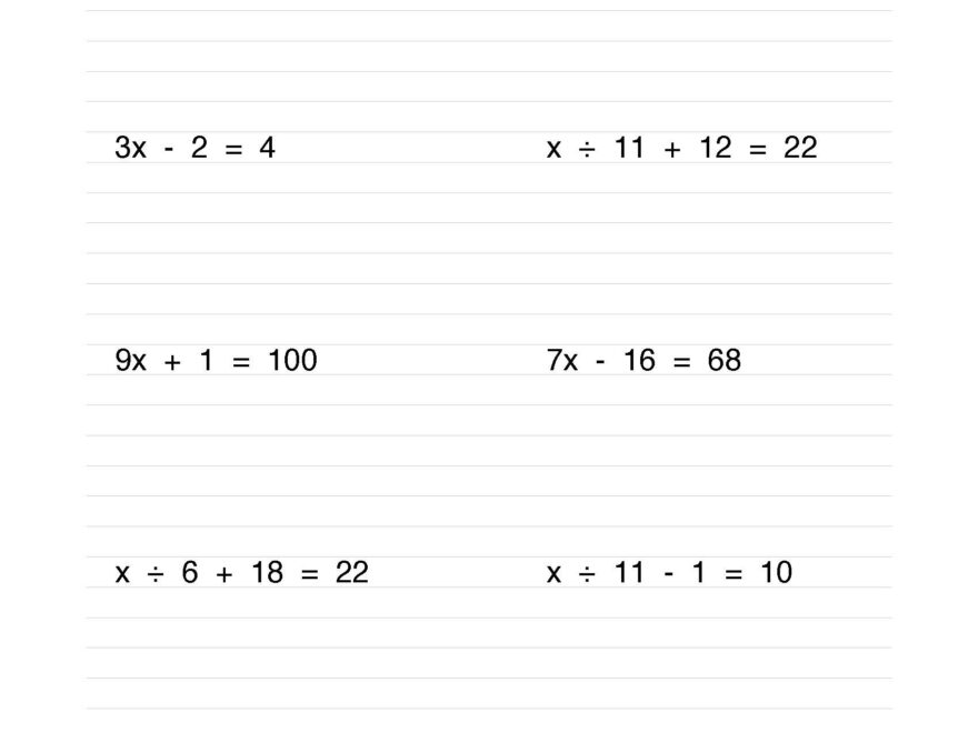 Math Worksheet Collection Solving Two Step Equations Media4Math