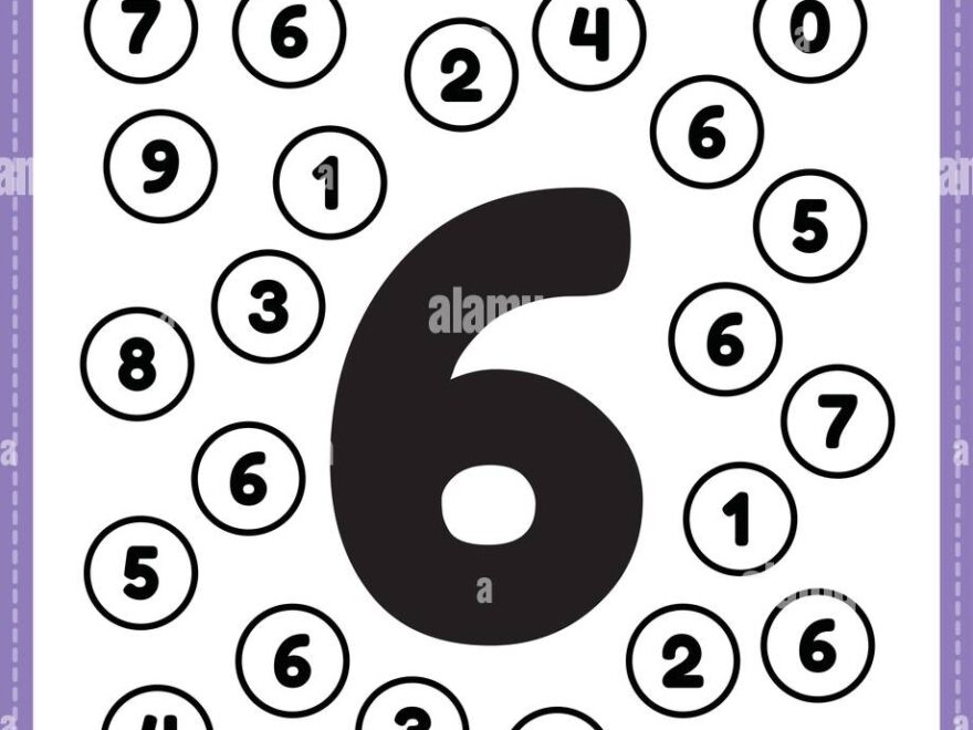 Maths Worksheet For Nursery Number 6 Coloring Maths Activities For Preschool And Kindergarten Kids To Learn Basic Mathematics Skills In A Printable P Stock Vector Image Art Alamy
