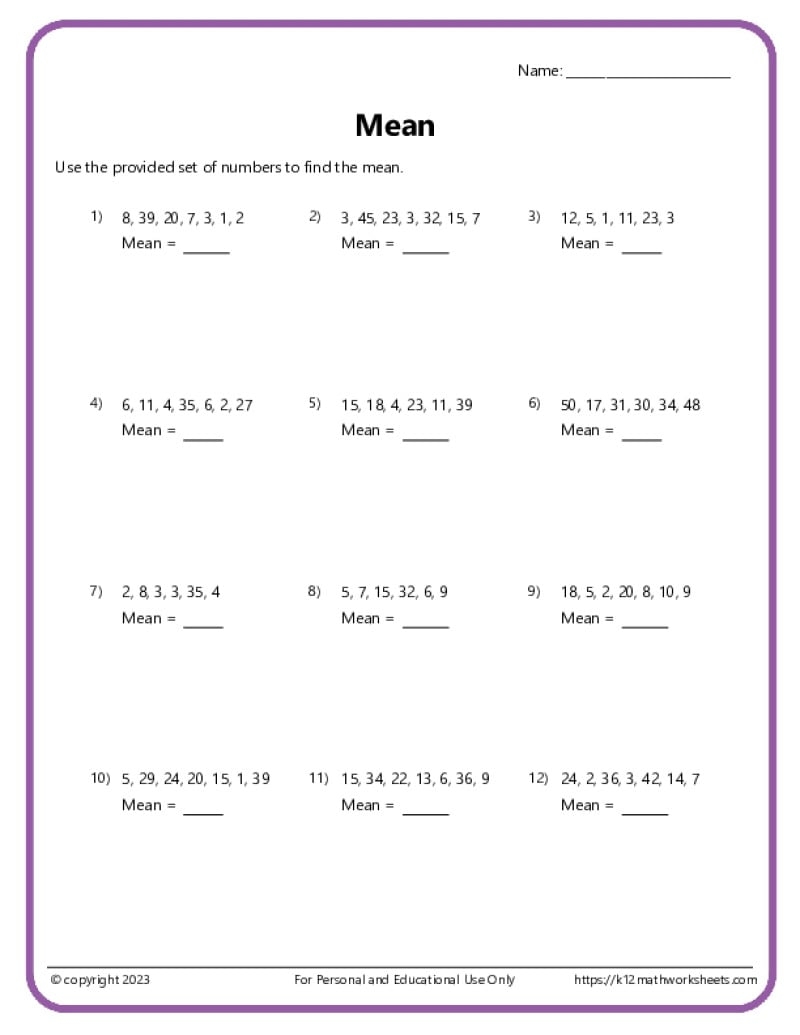 mean mode median and range worksheet mean mode median and range worksheet