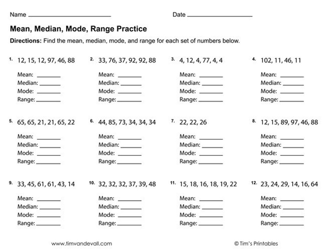 Mean Median Mode Range Worksheets PDF 3 Printable Worksheets Etsy Sweden Mean Median Mode Range Worksheets PDF 3 Printable Worksheets Etsy Sweden