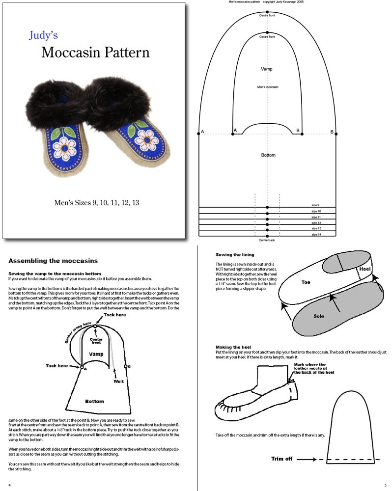 Men s Moccasin Pattern With Instruction Booklet All Sizes Gift For Man Slipper Pattern Instant PDF Download Etsy