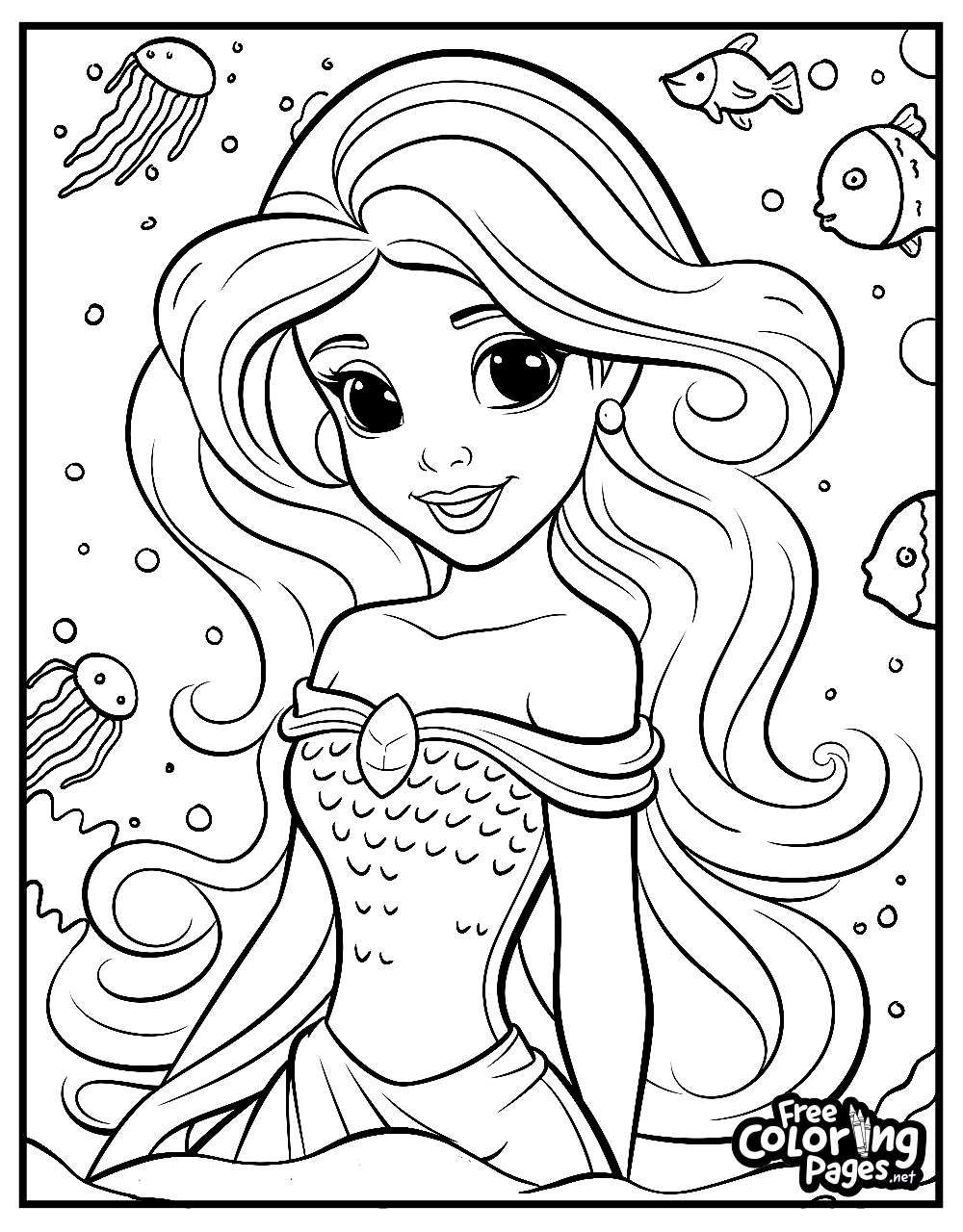Mermaid Coloring Pages Ariel Coloring Pages FreeColoringPages Mermaid Coloring Pages Ariel Coloring Pages FreeColoringPages