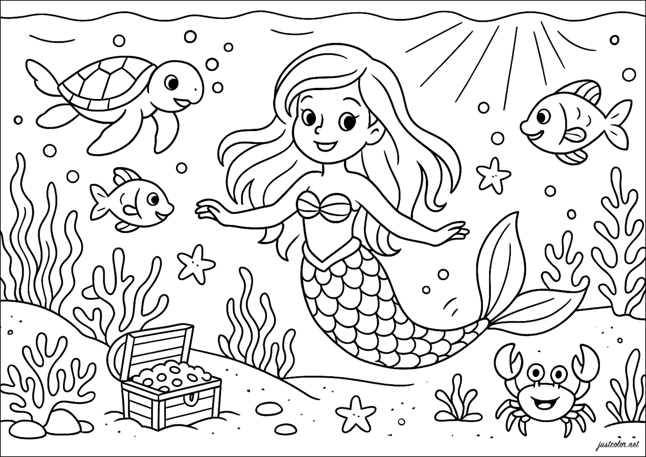 free mermaid coloring pages