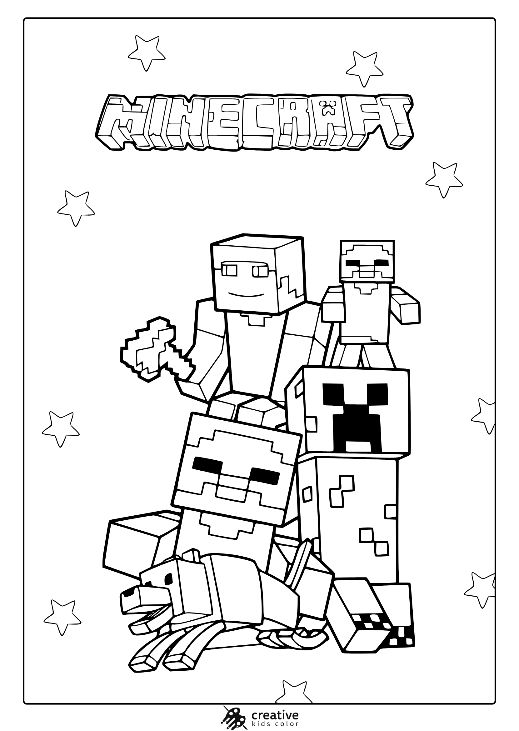 minecraft steve coloring pages