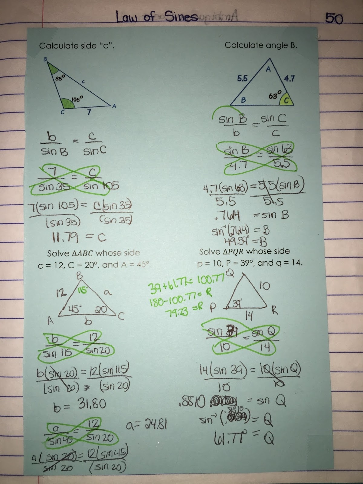 law of sines worksheet