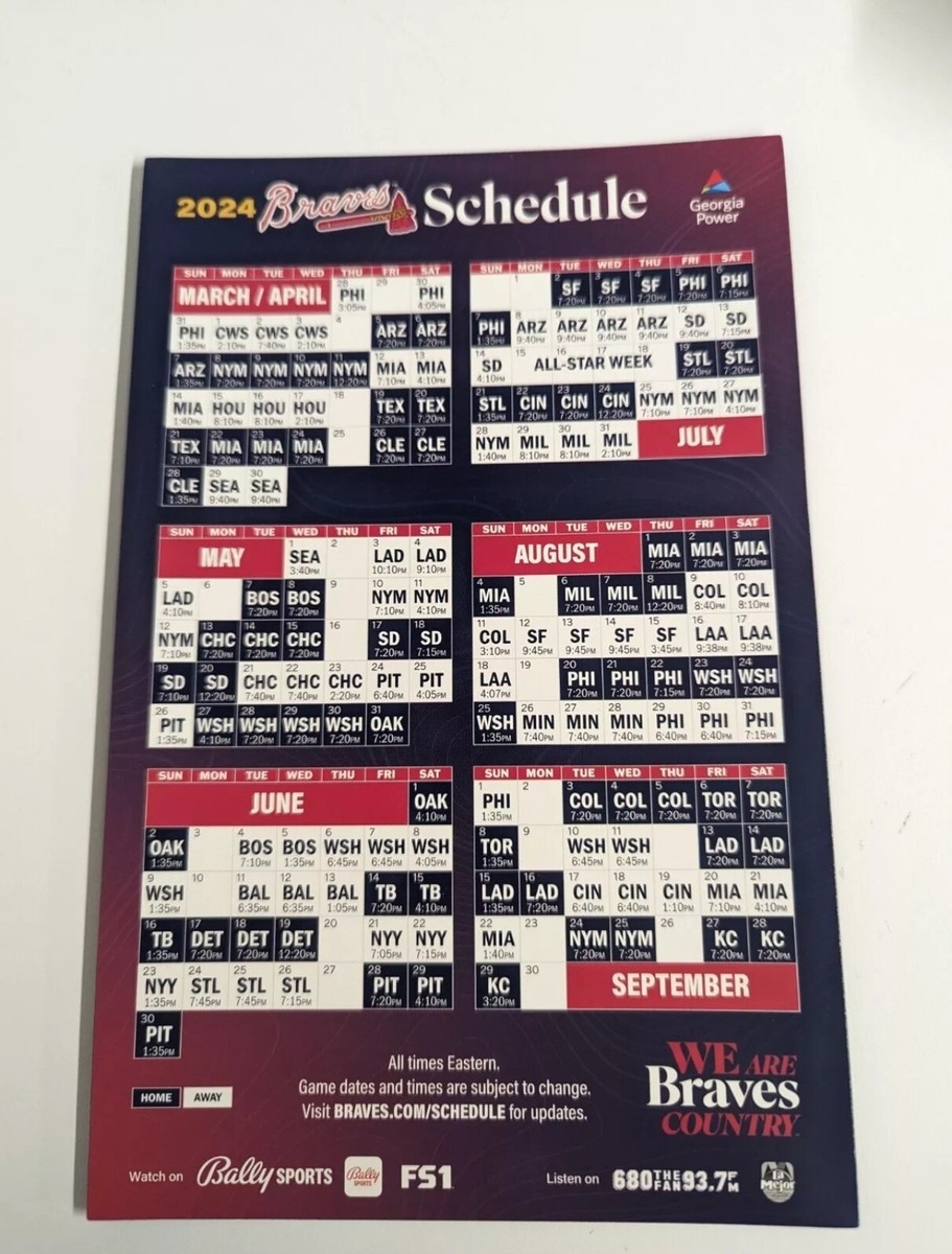 printable atlanta braves schedule