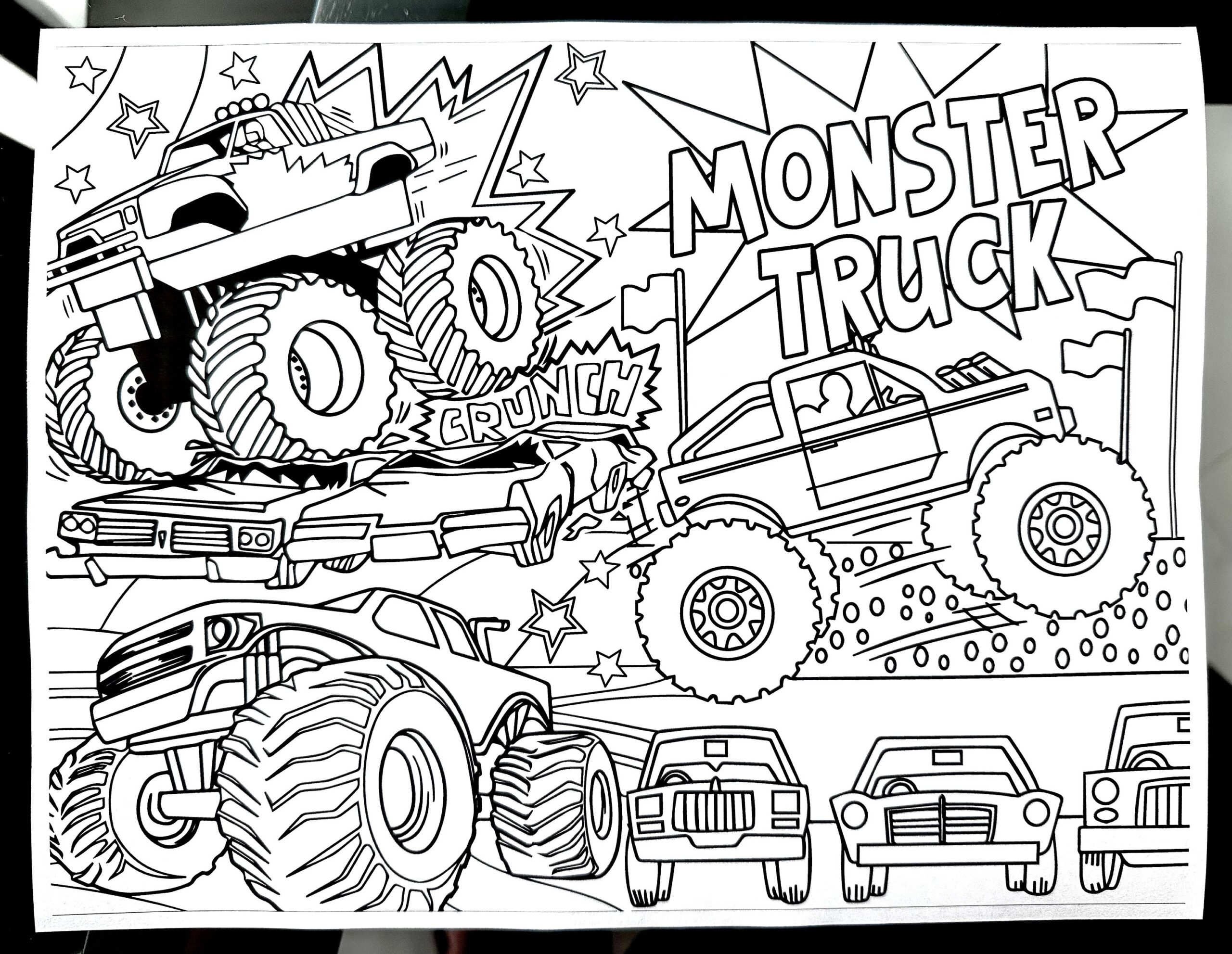Monster Truck Color Page Coloring Page Monster Truck Monster Truck Printable Kids Coloring Page Monster Truck Activity Etsy