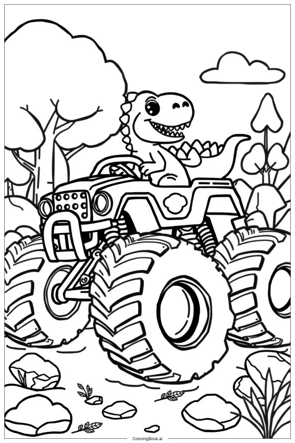 Monster Truck Dinosaur Action Coloring Page Free PDF PNG Printable Monster Truck Dinosaur Action Coloring Page Free PDF PNG Printable