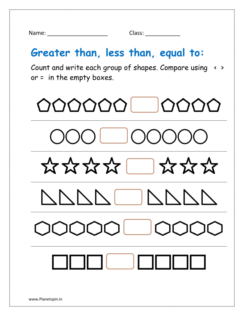 More Than And Less Than Worksheet Planetspin in More Than And Less Than Worksheet Planetspin in
