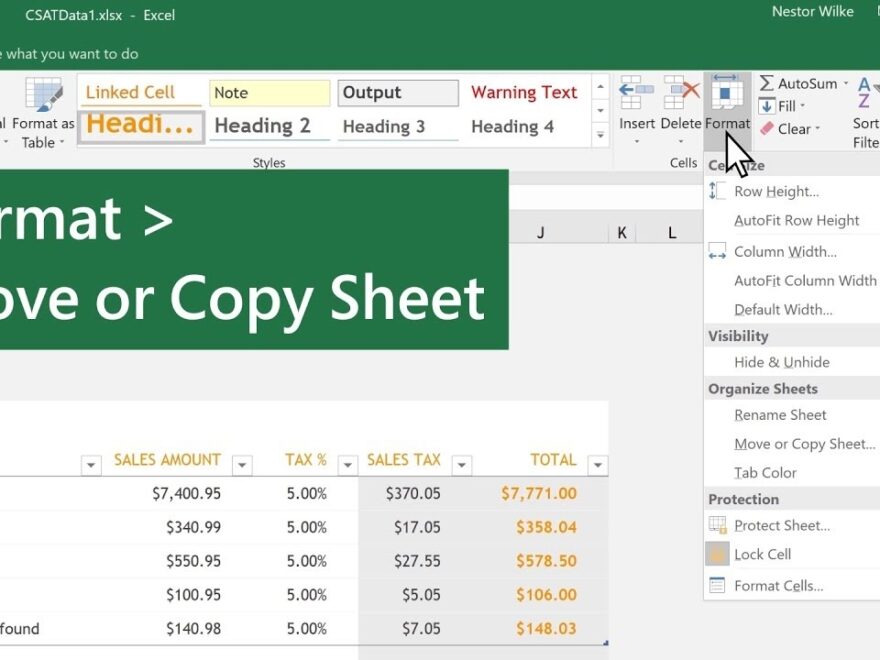 Move Or Copy Worksheets In Microsoft Excel YouTube