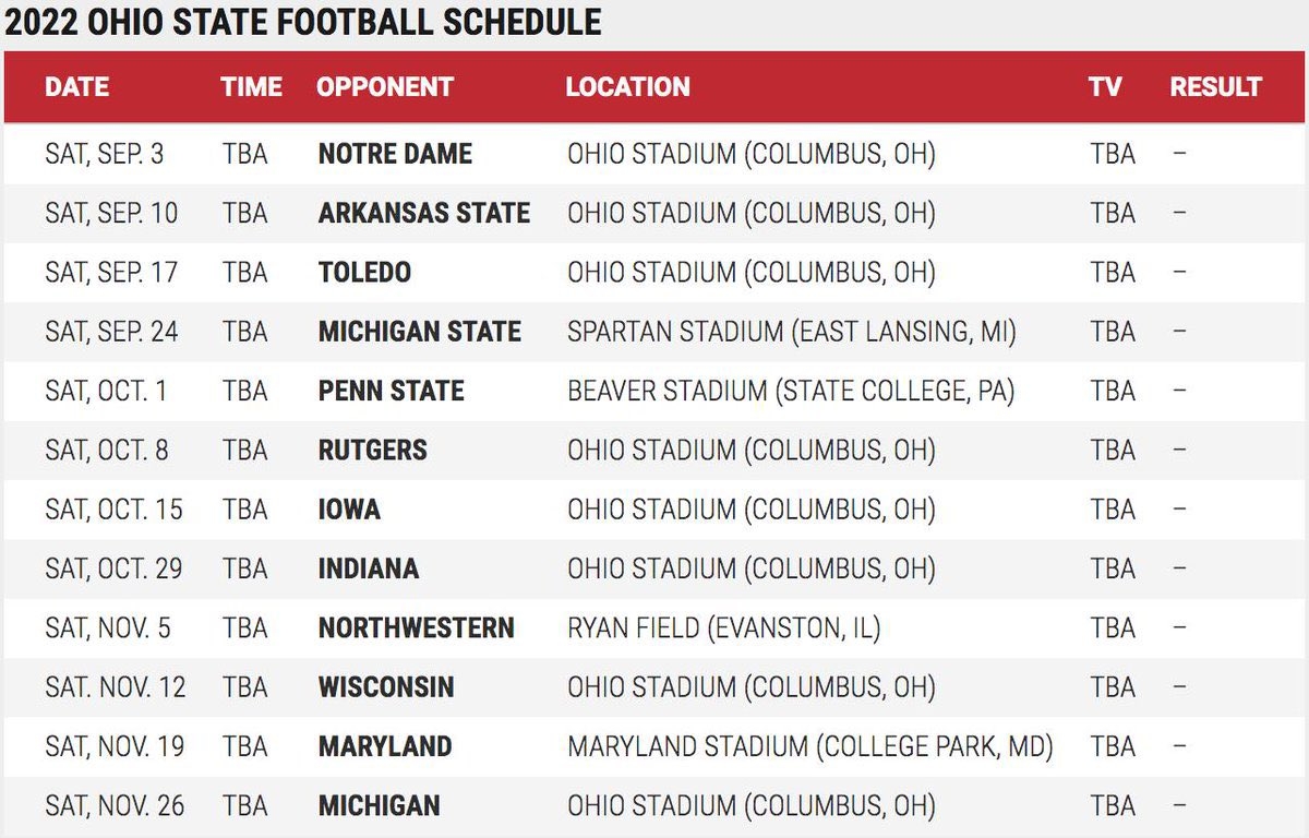 Mr Ohio On X Ohio State s 2022 Football Schedule Https t co hZOTYyqjsf X
