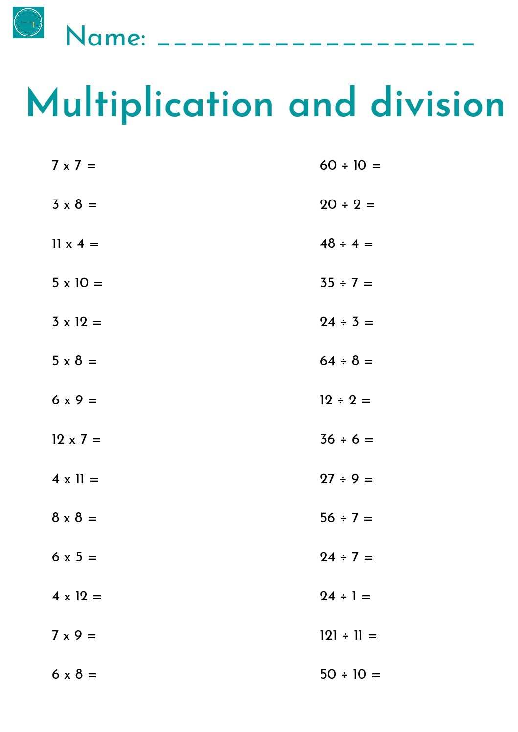 Multiplication And Division Worksheets Teacha Multiplication And Division Worksheets Teacha