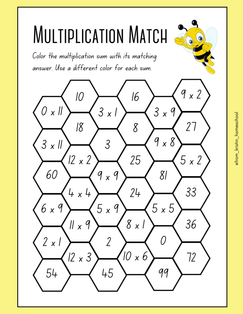 Multiplication Math Coloring Worksheets Fromkristin Multiplication Math Coloring Worksheets Fromkristin