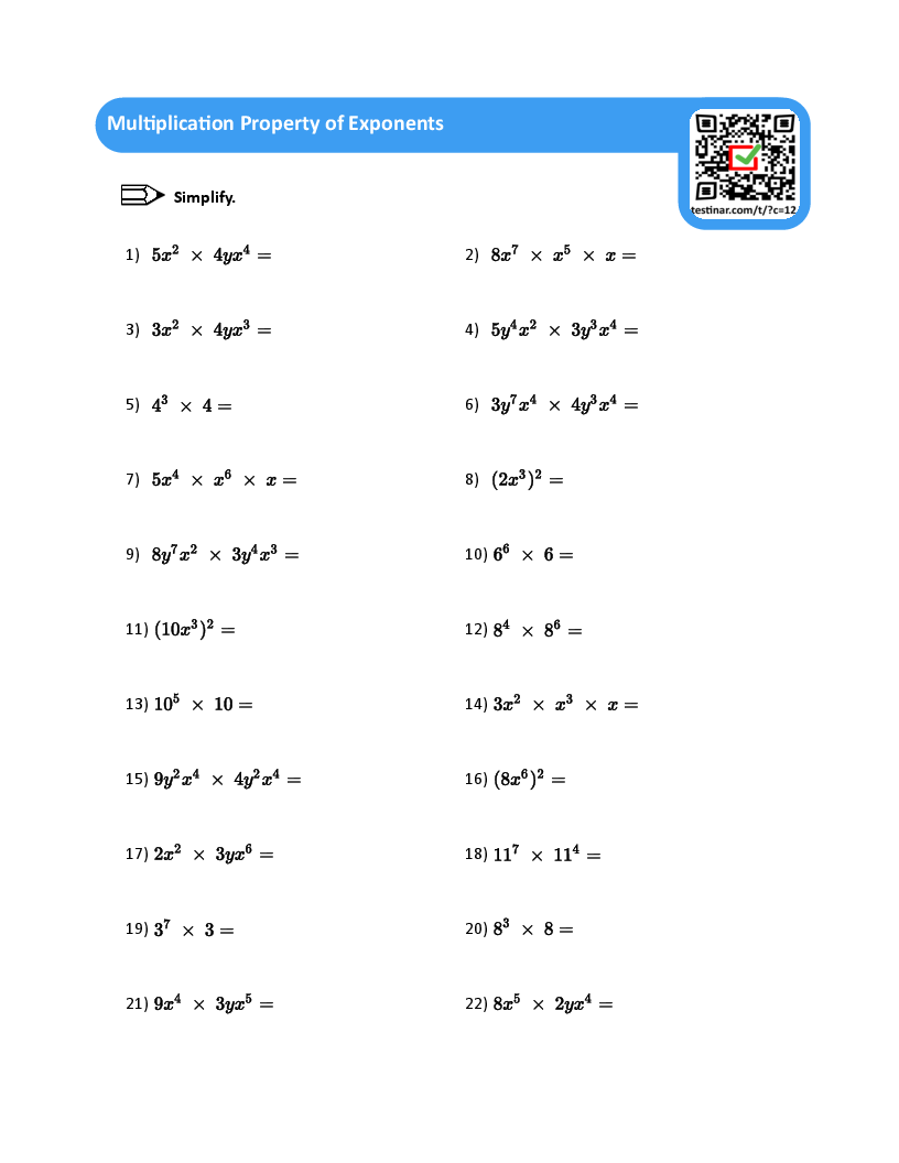 properties of exponents worksheet properties of exponents worksheet