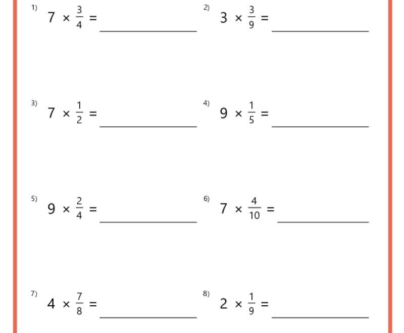 Multiply Fractions With Whole Numbers