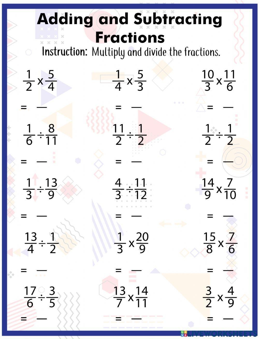 Multiplying And Dividing Fractions Live Worksheets Worksheets Library Multiplying And Dividing Fractions Live Worksheets Worksheets Library