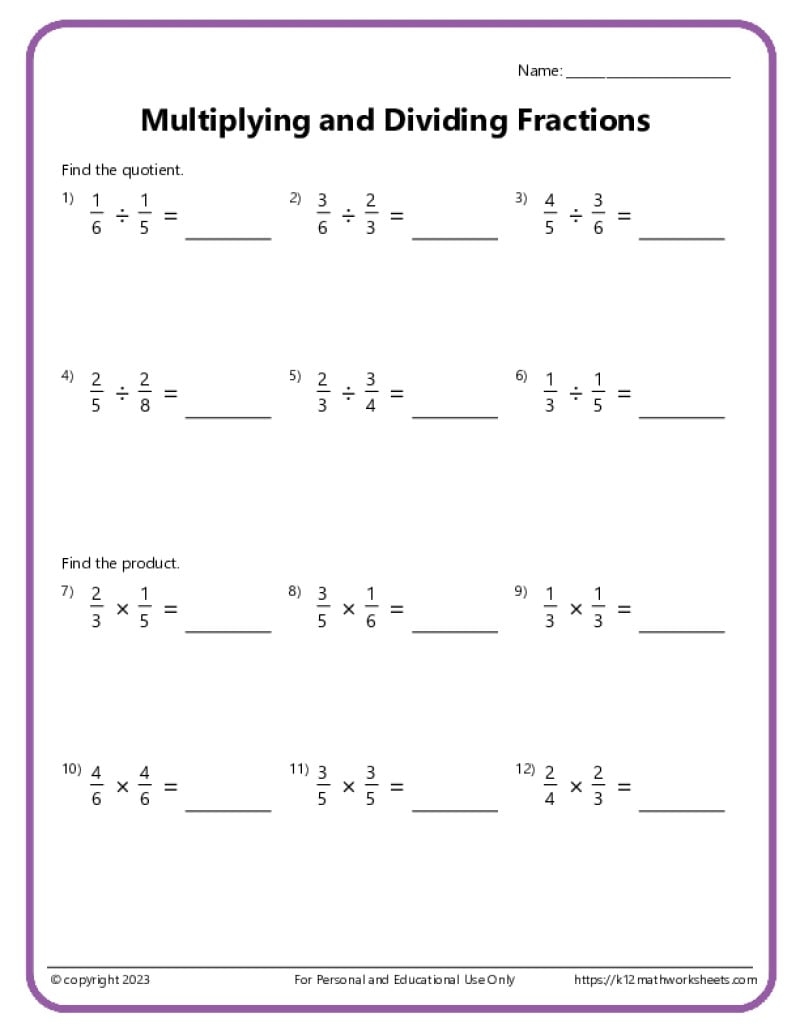 Multiplying Fractions Worksheets Multiplying Fractions Worksheets