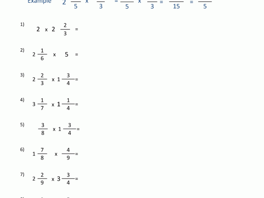 Multiplying Mixed Fractions