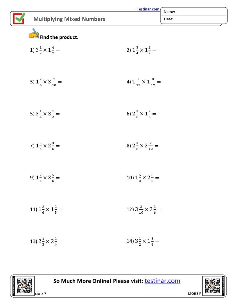 Multiplying Mixed Numbers Worksheets Multiplying Mixed Numbers Worksheets