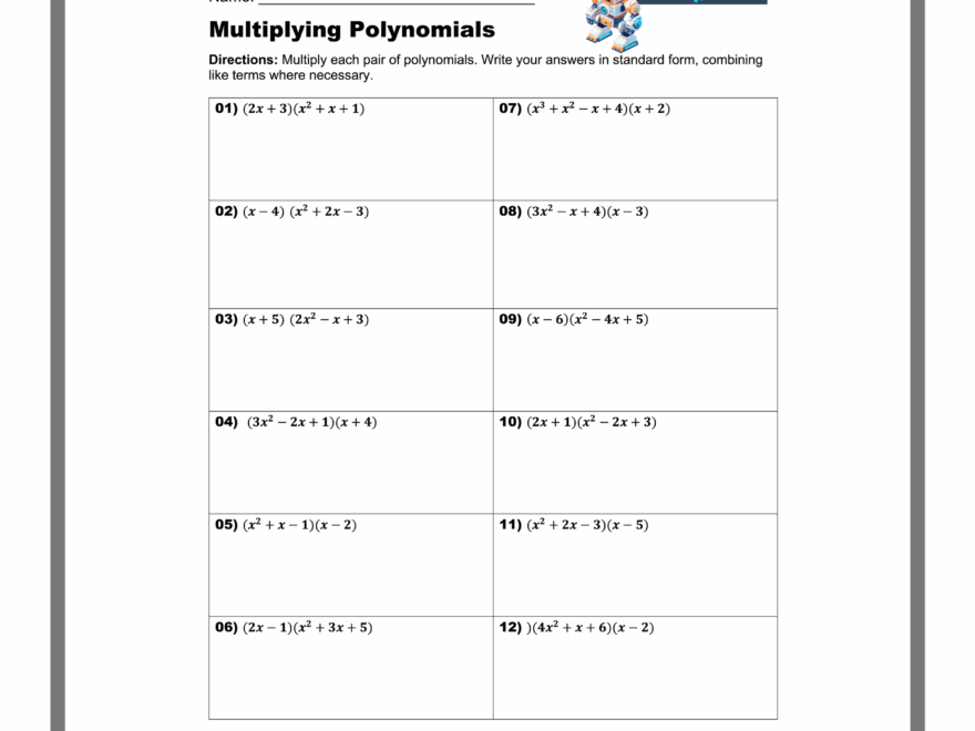 Multiplying Polynomials Worksheets Printable With Answers Mashup Math