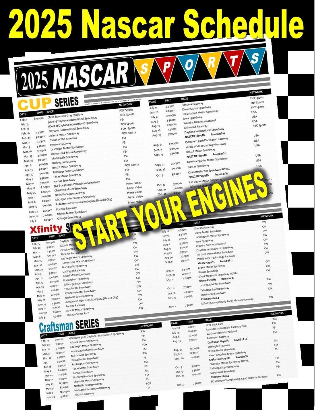 NASCAR 2025 Schedule Poster Instant Digital Download Etsy